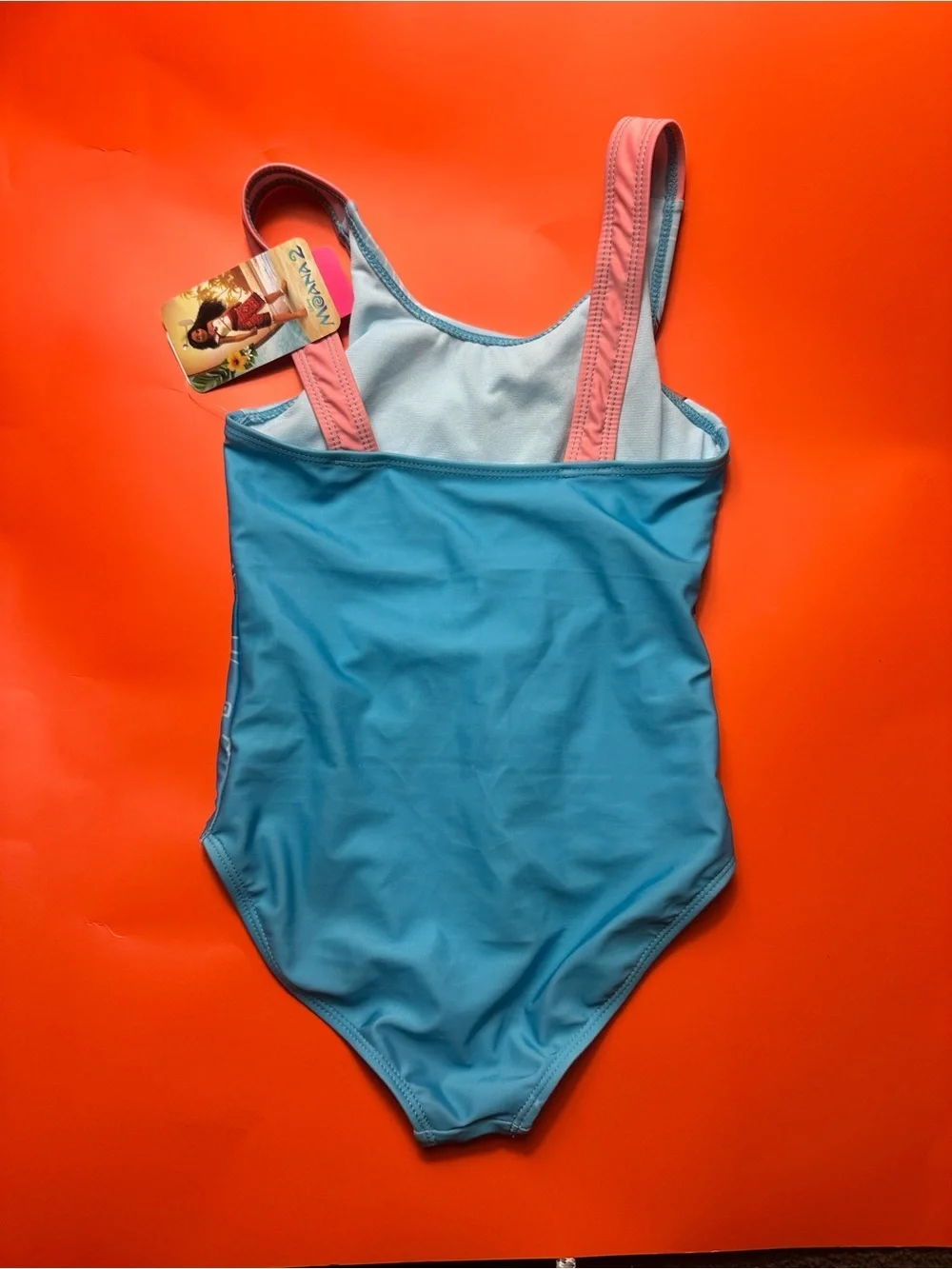 Disney Girls' Blue Swimsuit with Pink Accents and Character Print